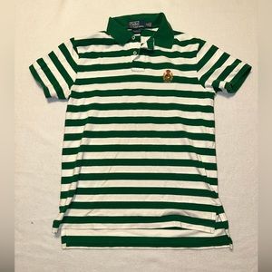 VTG 90s Y2K Polo Ralph Lauren Men’s Green Striped polo size M Custom Fit Crest